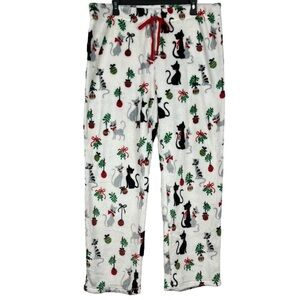 Christmas Cat Themed Fleece Pajama Pants Secret Treasures Size XL
